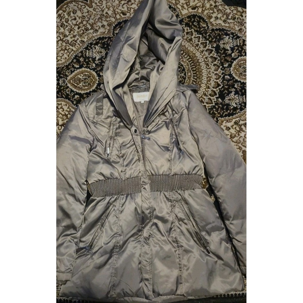 Laundry Shelli Segal Women's Down Puffer Jacket Hooded Brown Size M - Picture 1 of 7